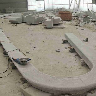 孝感 芝麻白花岗岩弧形花坛石，坐凳石