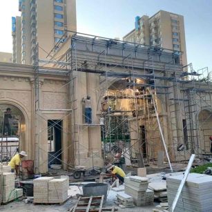 孝感 黄金麻荔枝面花岗岩小区门楼外墙干挂