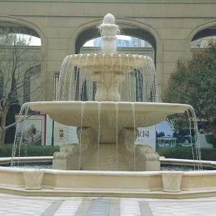 孝感 黄金麻花岗岩异型加工——户外庭院石雕流水喷泉