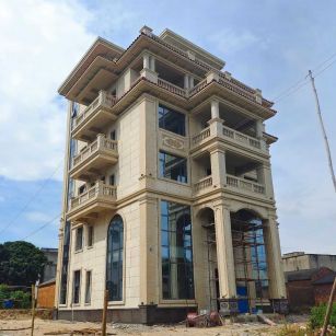 孝感 黄金麻花岗岩石材别墅外墙干挂搭配（雕花栏杆花瓶柱门楼罗马柱）