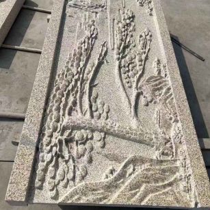 孝感 黄金麻雕刻板浮雕迎客松