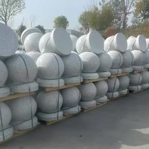 孝感 白麻花岗岩石材圆球，石球，挡车球，隔离球，景观石球，风水球等