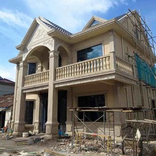 孝感 黄金麻花岗岩石材私人别墅雕花门楼柱阳台栏杆