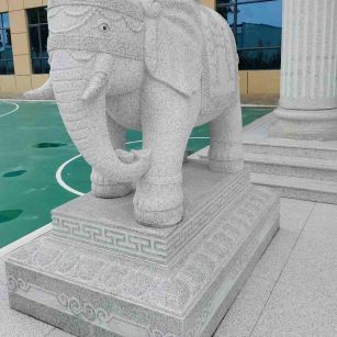 孝感 白麻花岗岩动物异形石雕-大象