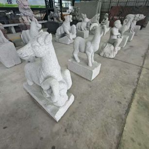 孝感 芝麻白花岗岩造型立体雕刻——十二生肖