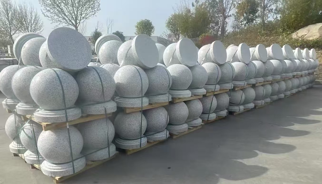 孝感 白麻花岗岩石材圆球，石球，挡车球，隔离球，景观石球，风水球等